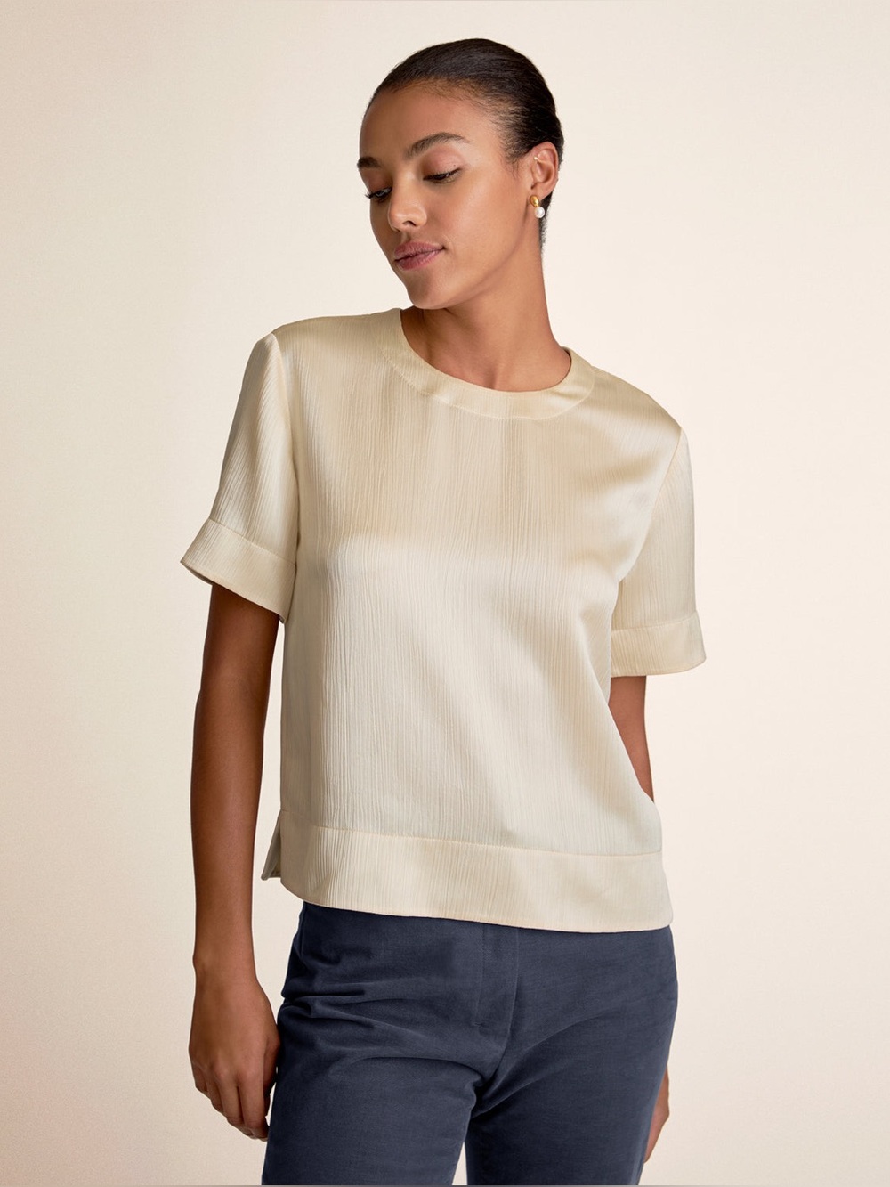 JY26 M.M Lafleur The Annika Fancy Tee - Plisse